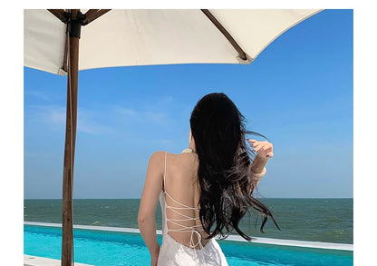 Jacquard Open Back Spaghetti Strap Mermaid Dress