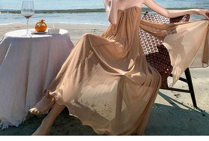 Sequin Mesh Panel Ruched Strapless Sundress