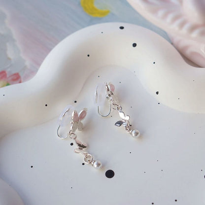 Drop Sterling Pearl Clip-On Earring 925 Silver Butterfly / Faux