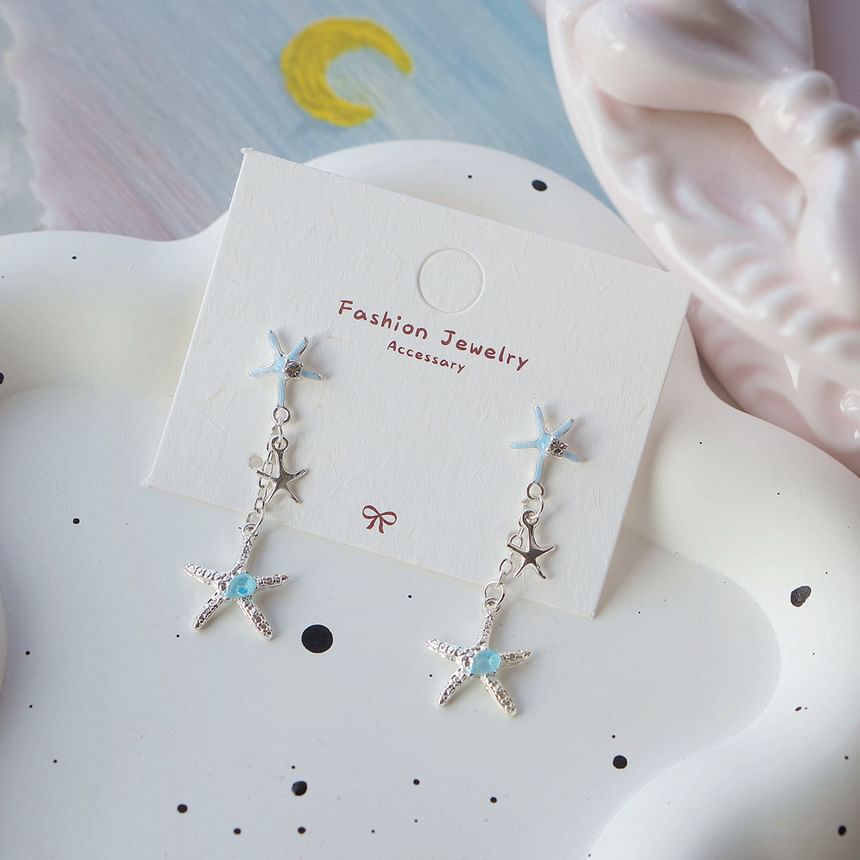 Clip-On Rhinestone Earring Starfish 925 Silver / Sterling Drop