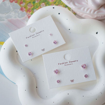 925 Silver Set of Stud Sterling Earring CZ 4: