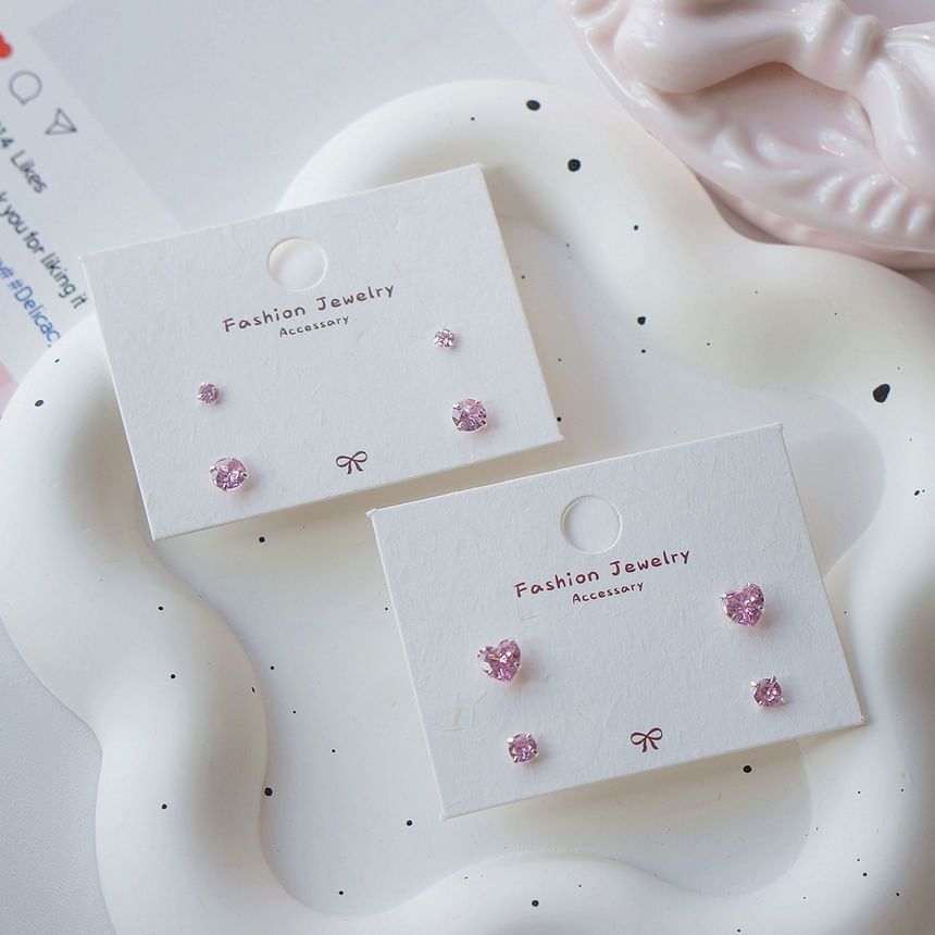 925 Silver Set of Stud Sterling Earring CZ 4: