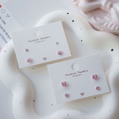 925 Silver Set of Stud Sterling Earring CZ 4: