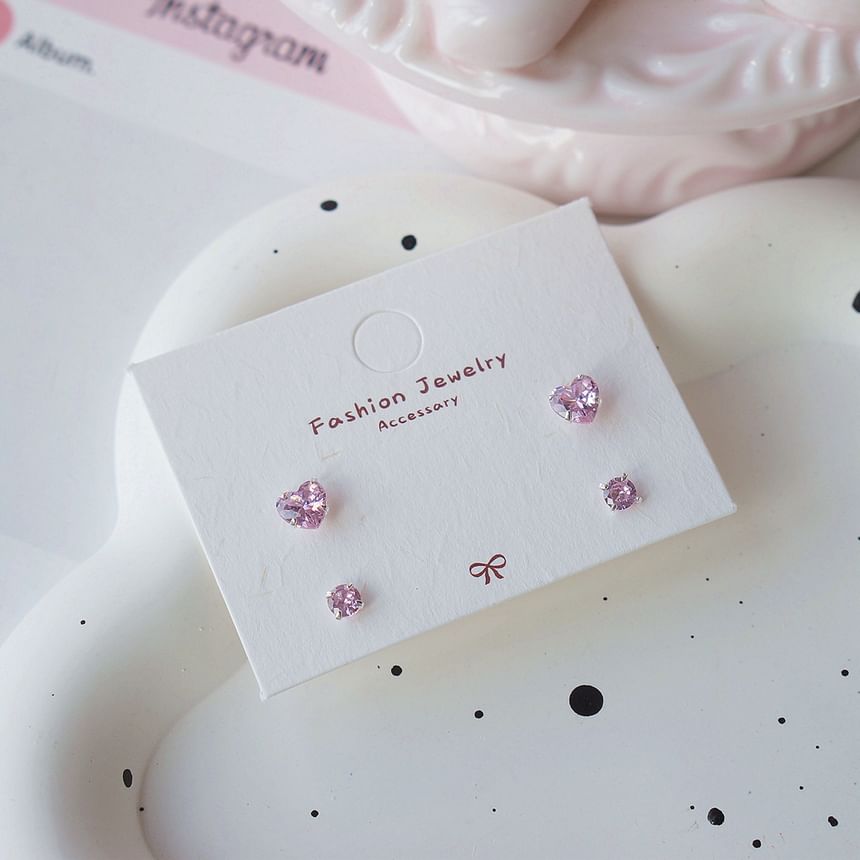 925 Silver Set of Stud Sterling Earring CZ 4: