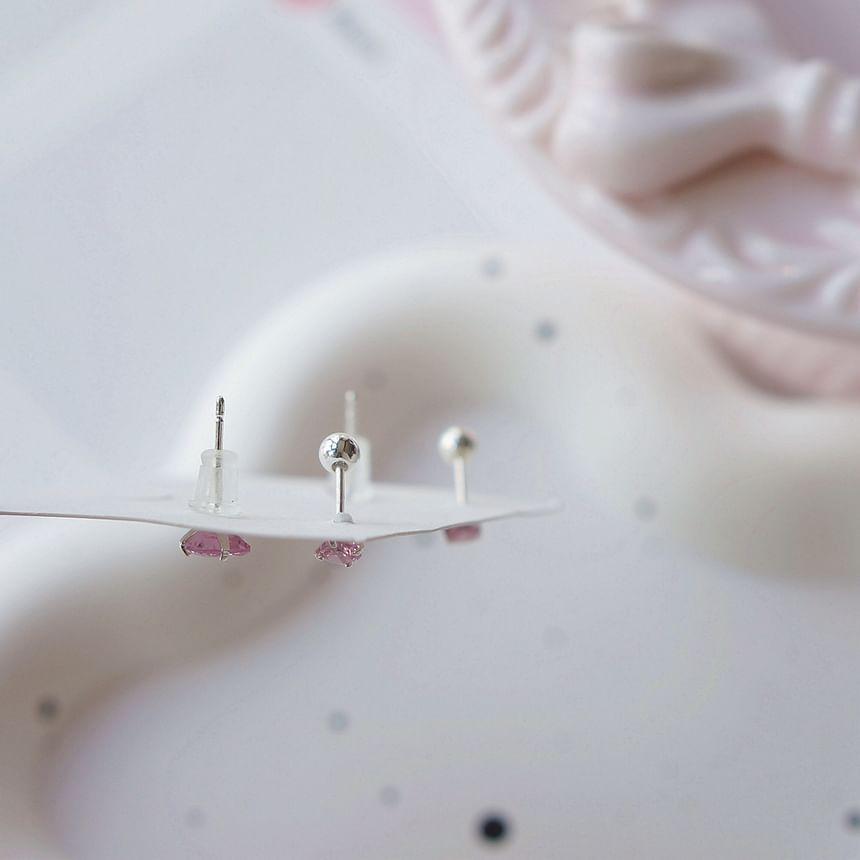 925 Silver Set of Stud Sterling Earring CZ 4: