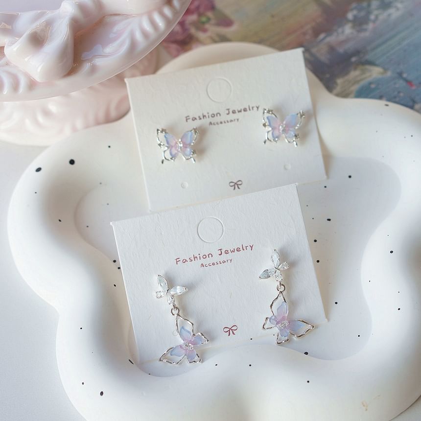 Silver Butterfly 925 Drop Sterling Stud / Earring