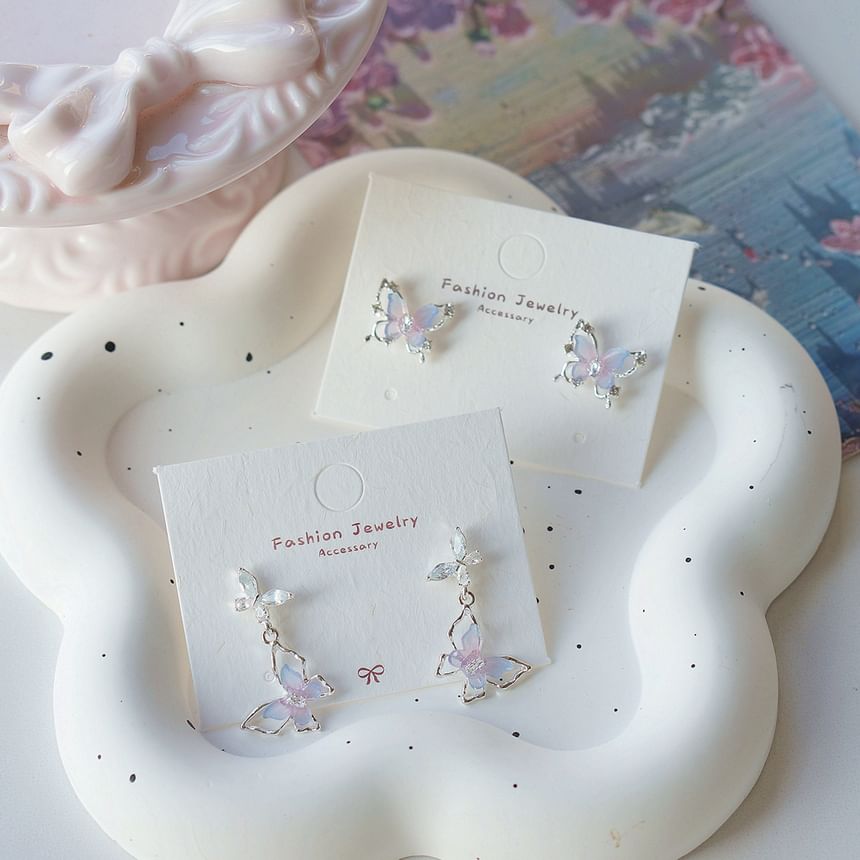 Silver Butterfly 925 Drop Sterling Stud / Earring