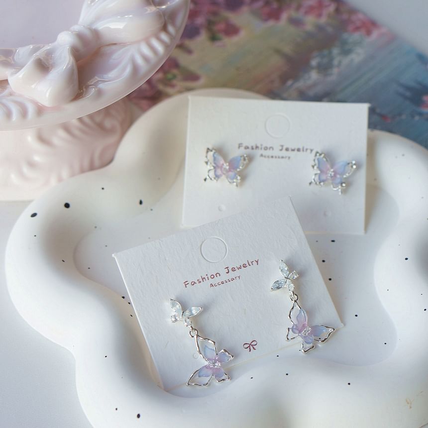 Silver Butterfly 925 Drop Sterling Stud / Earring