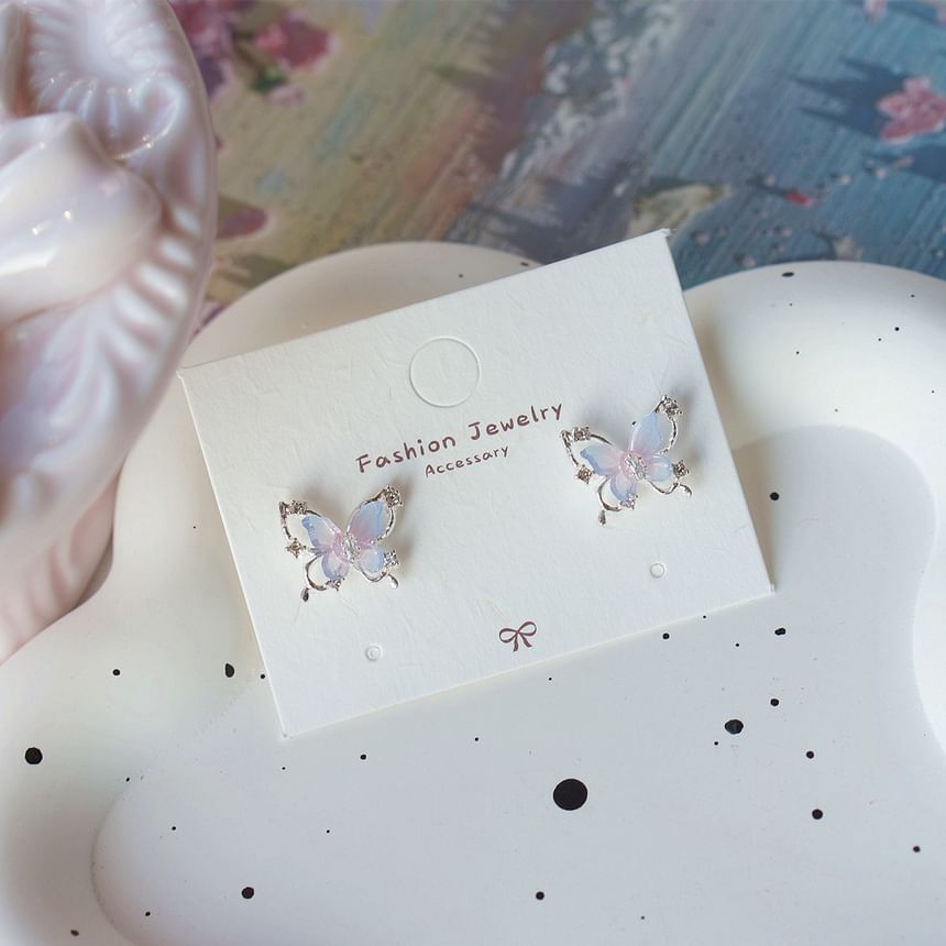 Silver Butterfly 925 Drop Sterling Stud / Earring