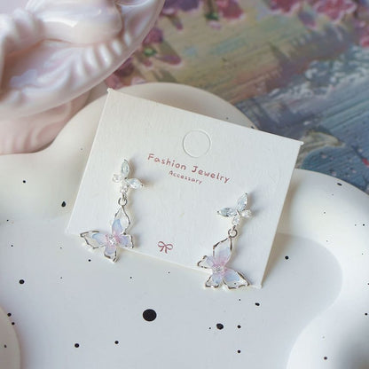 Silver Butterfly 925 Drop Sterling Stud / Earring