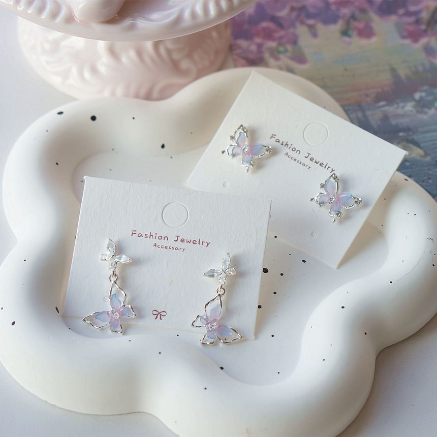 Silver Butterfly 925 Drop Sterling Stud / Earring