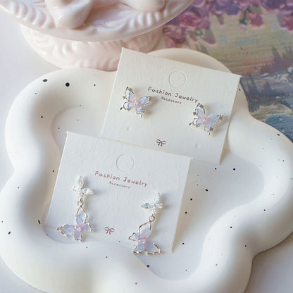 Silver Butterfly 925 Drop Sterling Stud / Earring