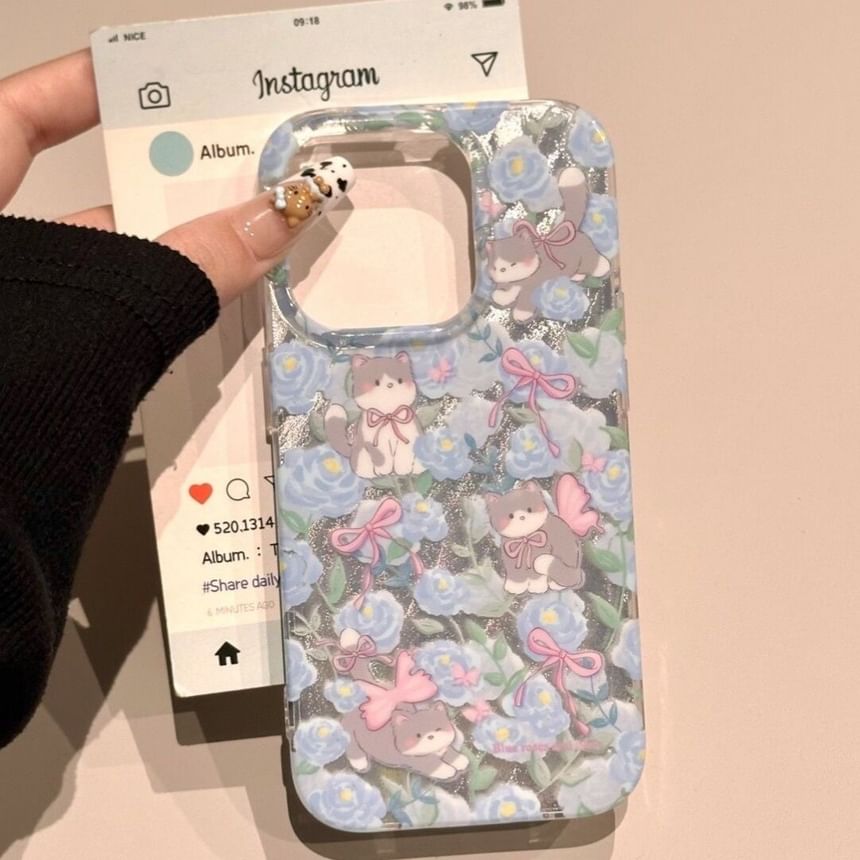 Phone Floral Case Cat