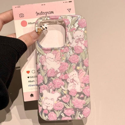 Phone Floral Case Cat