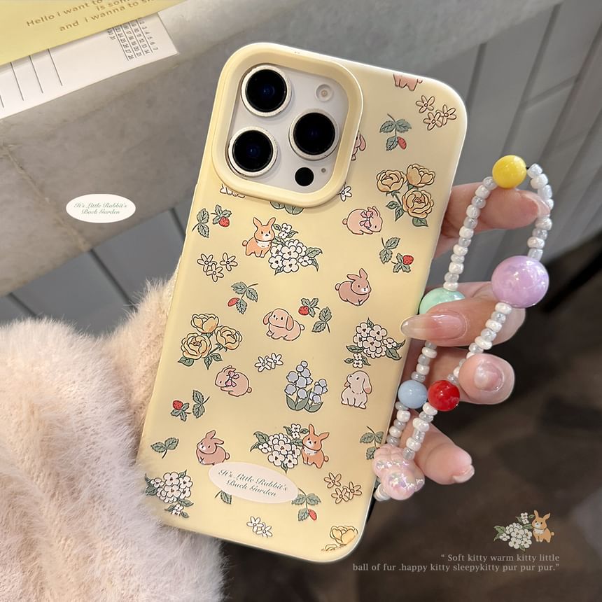 Strap Bead Phone / Rabbit Print Set Case
