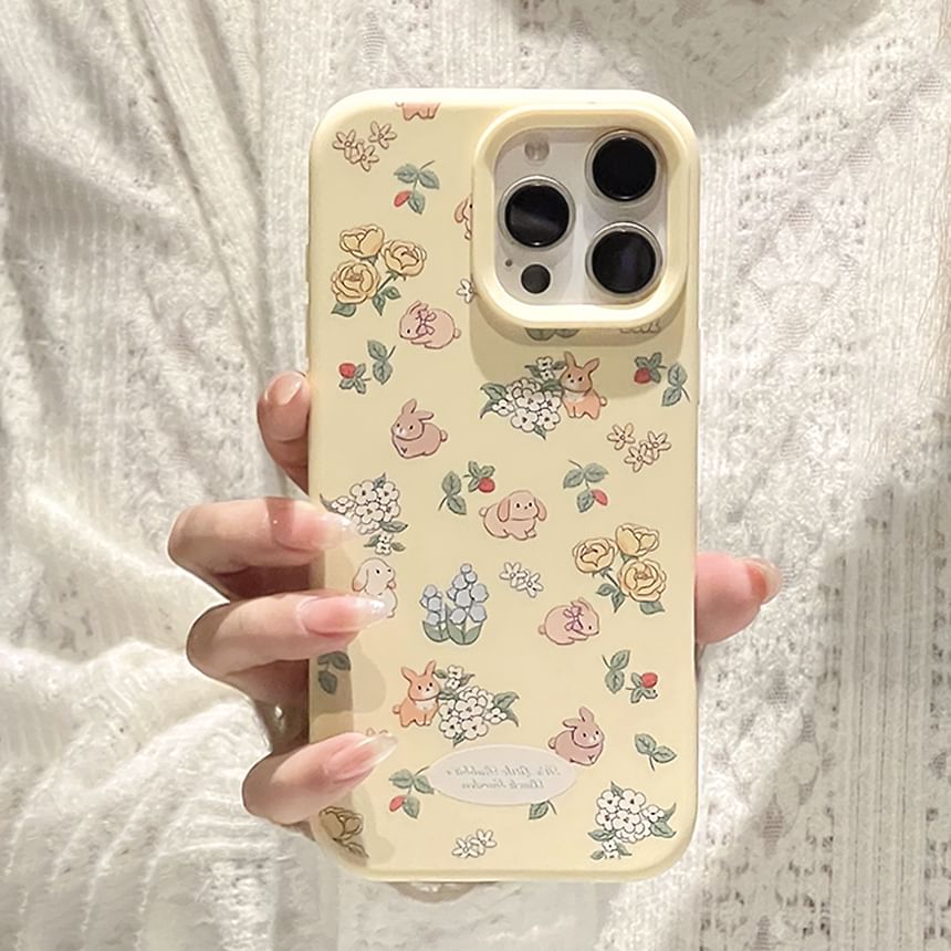 Strap Bead Phone / Rabbit Print Set Case