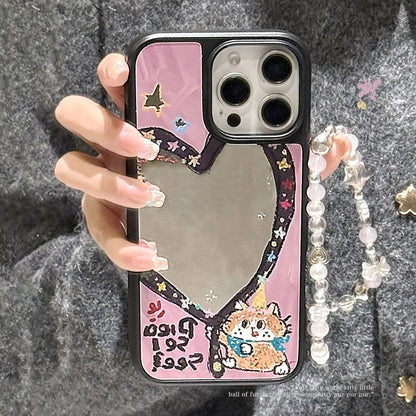 Strap Star Set Shape Heart / Bead Case Phone Mirror