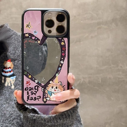 Strap Star Set Shape Heart / Bead Case Phone Mirror