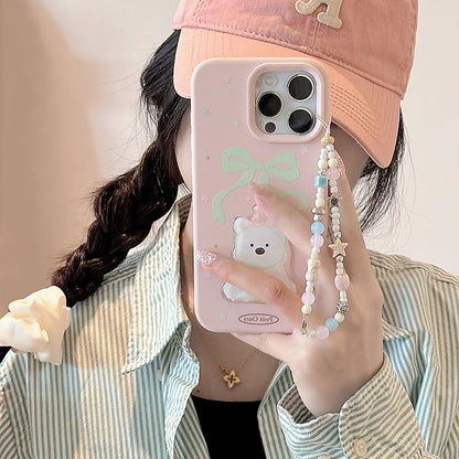 Case Set Strap / Dog Bead Print Phone