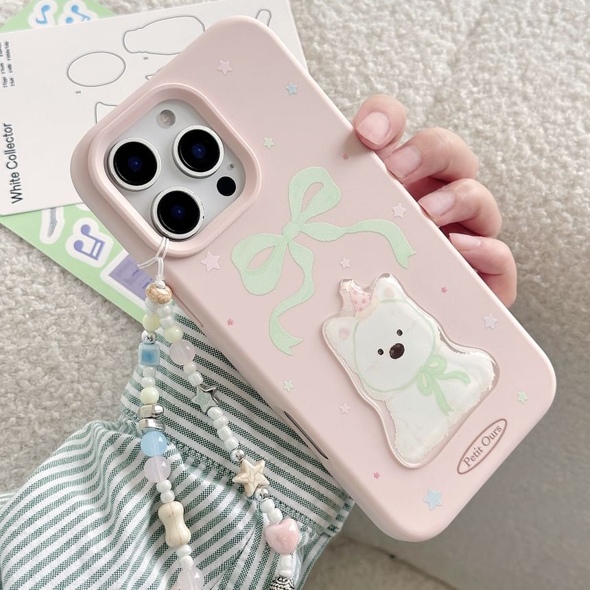Case Set Strap / Dog Bead Print Phone
