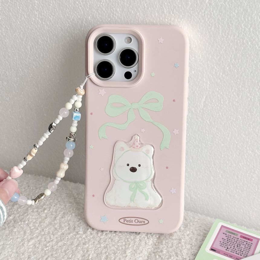 Case Set Strap / Dog Bead Print Phone