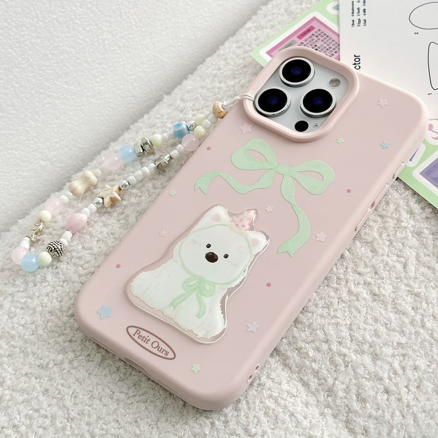 Case Set Strap / Dog Bead Print Phone