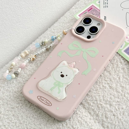 Case Set Strap / Dog Bead Print Phone