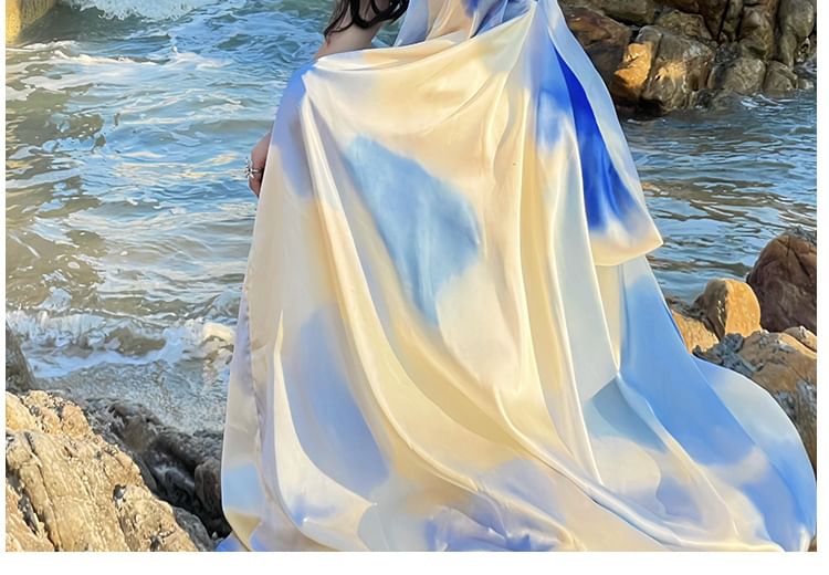 V-Neck Gradient Spaghetti Strap A-Line Maxi Dress