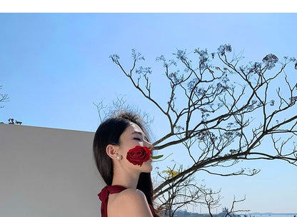 V-Neck Ruffle Trim Slit Sleeveless Bodycon Maxi Dress