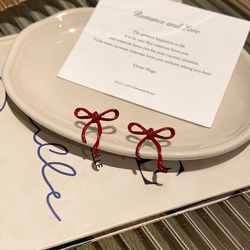 925 Silver Sterling Earring Bowknot Stud