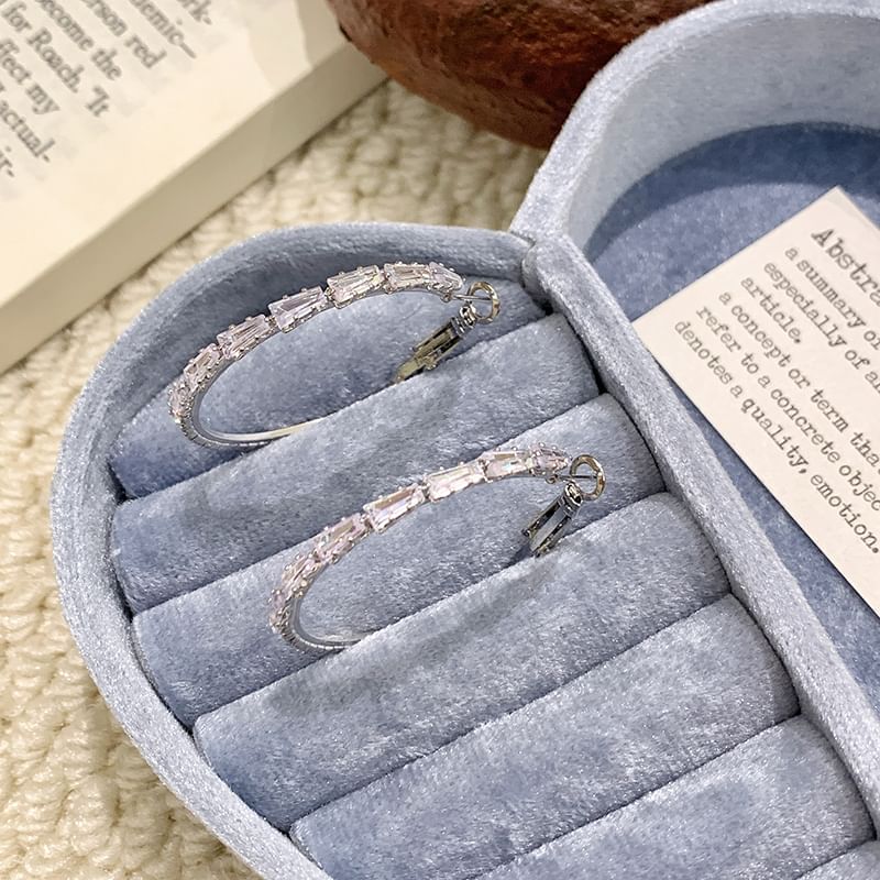 925 Hoop Earring Rhinestone Silver Sterling