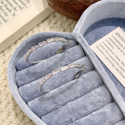 925 Hoop Earring Rhinestone Silver Sterling