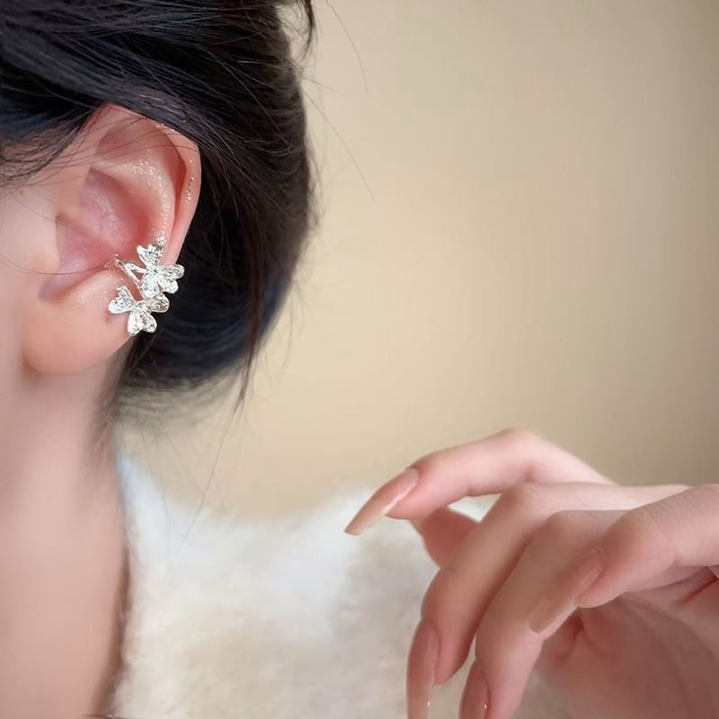 Cuff Ear Rhinestone Leaf