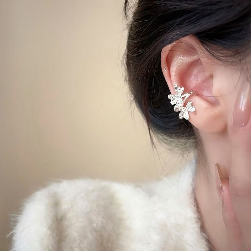 Cuff Ear Rhinestone Leaf