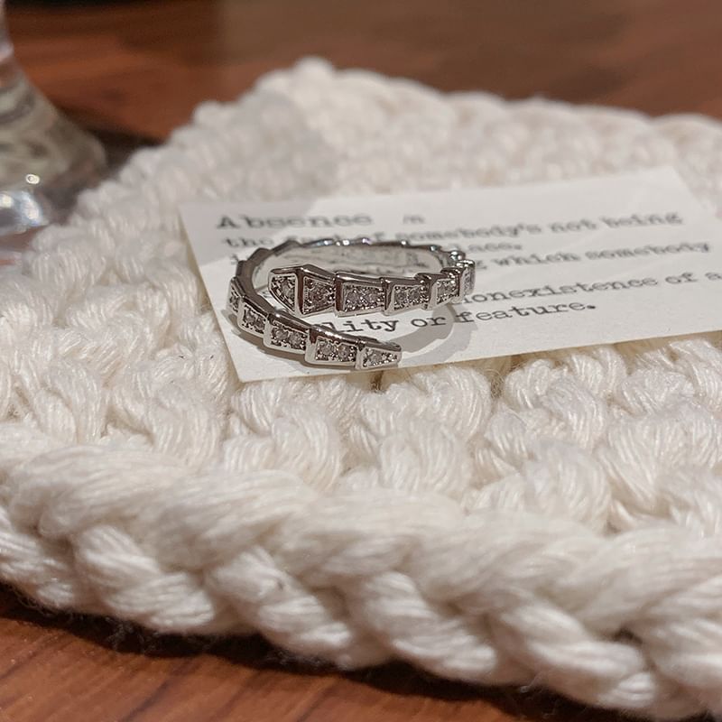 Snake Rhinestone Open Ring