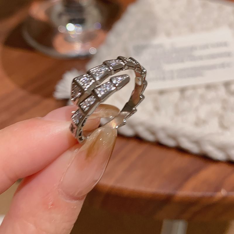 Snake Rhinestone Open Ring