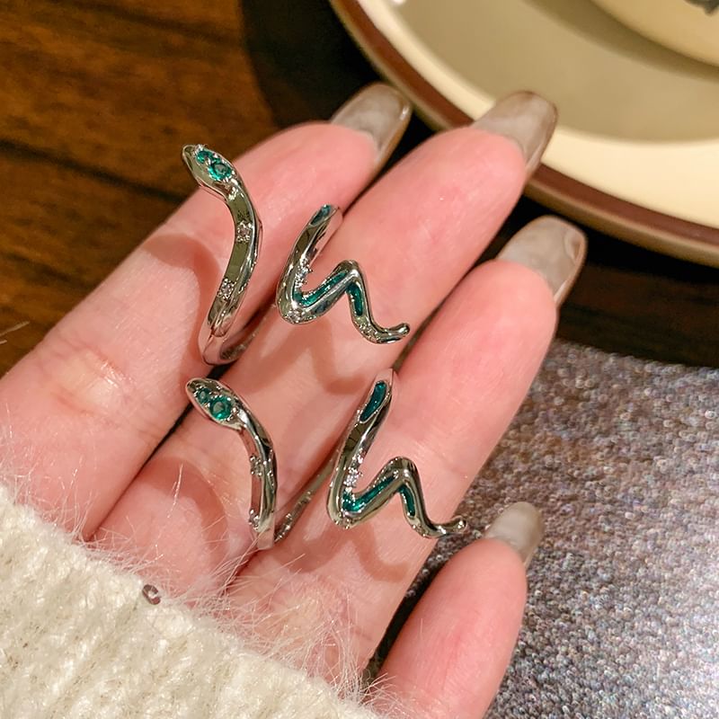 Ring Open Snake Rhinestone
