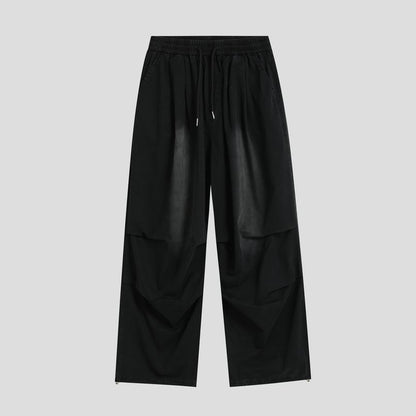 Couple Matching Drawstring Waist Washed Baggy Cargo Pants