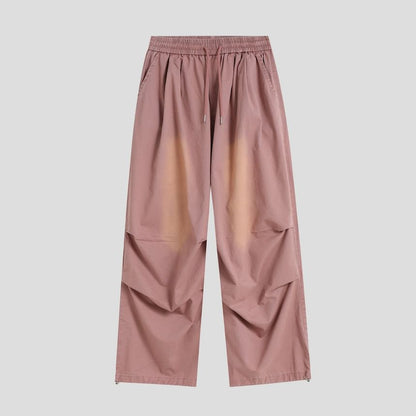 Couple Matching Drawstring Waist Washed Baggy Cargo Pants
