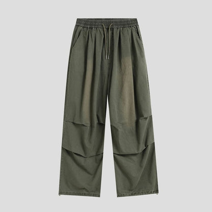 Couple Matching Drawstring Waist Washed Baggy Cargo Pants