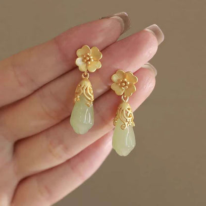 Faux Alloy Earring Drop Floral Gemstone