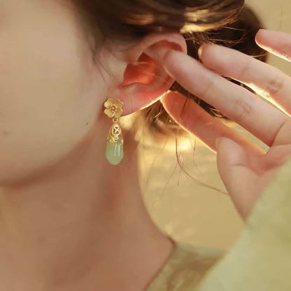 Faux Alloy Earring Drop Floral Gemstone