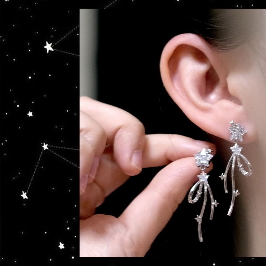 Drop Bow Rhinestone Alloy Earring Star