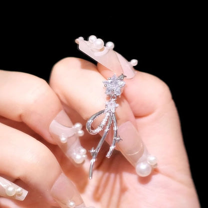 Drop Bow Rhinestone Alloy Earring Star