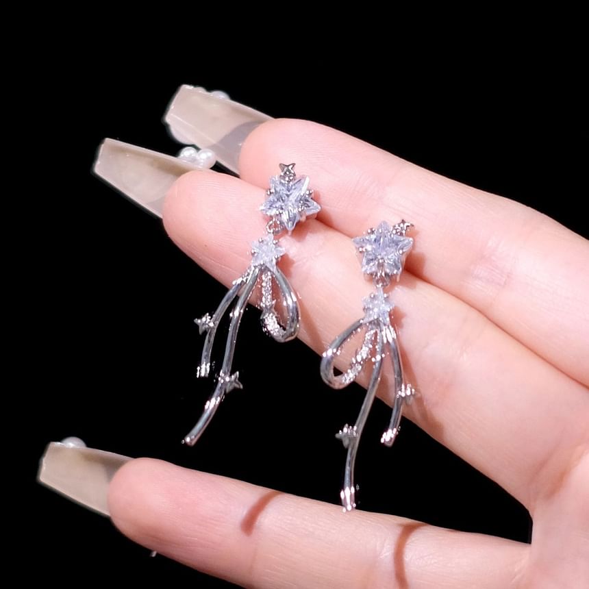 Drop Bow Rhinestone Alloy Earring Star