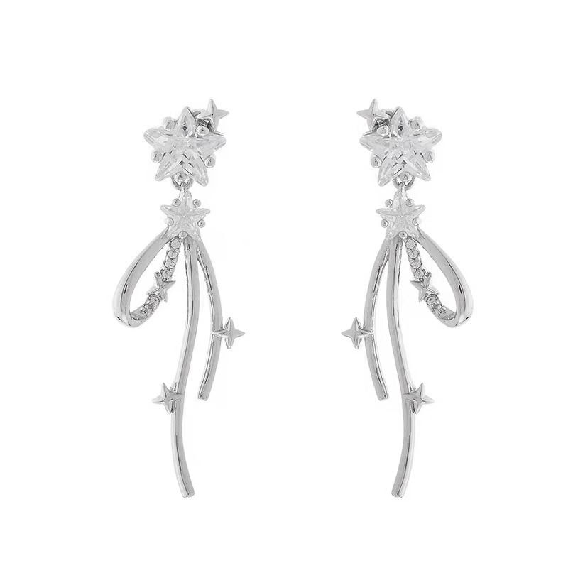 Drop Bow Rhinestone Alloy Earring Star