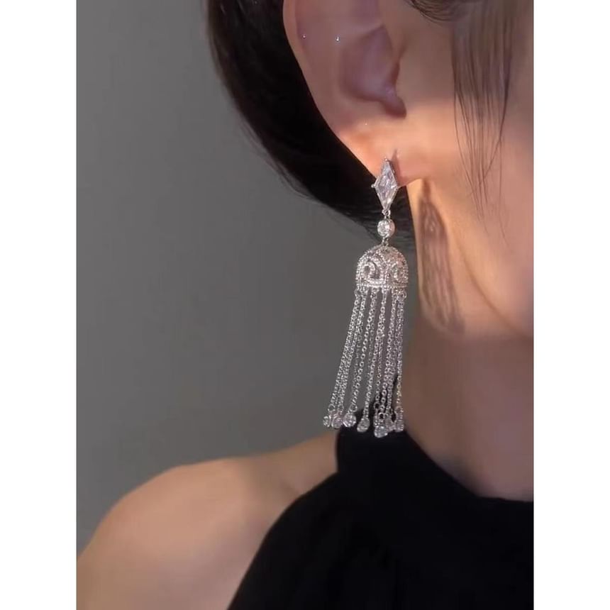 Earring Alloy Rhinestone Fringed