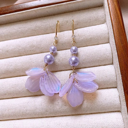 Earring Faux Dangle Pearl Alloy Petal