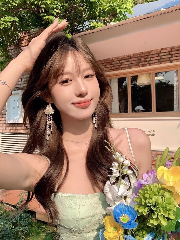 Floral Fringed Earring Alloy