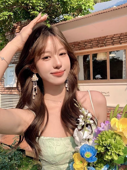 Floral Fringed Earring Alloy